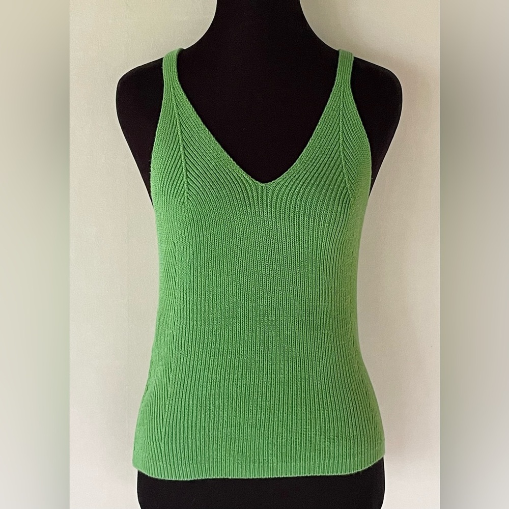 Anthropologie Green Knit Tank Top